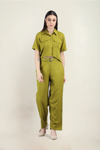 LIME SHIRT WITH FRONT POCKET AND MATCHING PANTS