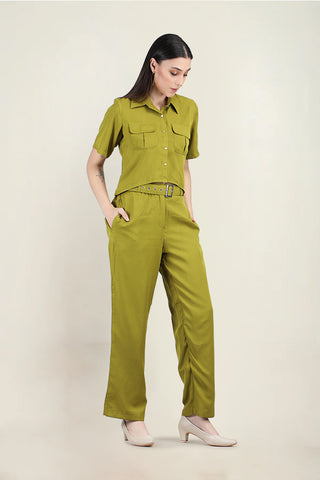 LIME SHIRT WITH FRONT POCKET AND MATCHING PANTS