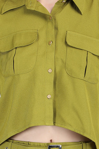 LIME SHIRT WITH FRONT POCKET AND MATCHING PANTS