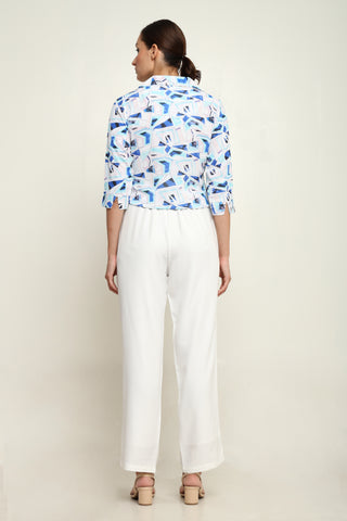 PRINTED TOP WITH CONTRAST PANT