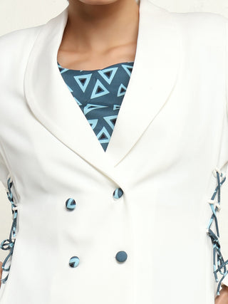 BLAZER WITH ABSTRACT PRINTED INNER AND PANTS