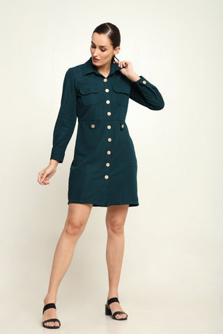 KNITTED SHIRT DRESS