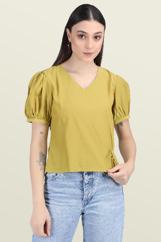 MUSTARD TOP WITH TIE UPS