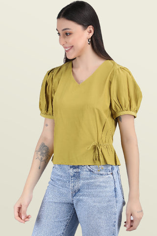 MUSTARD TOP WITH TIE UPS