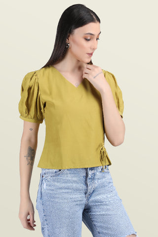 MUSTARD TOP WITH TIE UPS