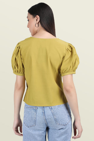 MUSTARD TOP WITH TIE UPS