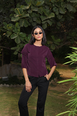 PURPLE CONCEALED PLACKET SHIRT