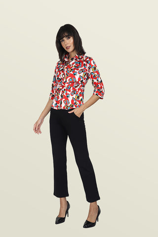 ABSTRACT PRINT KNOT SHIRT