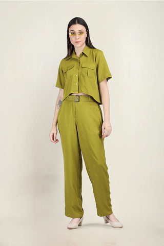 LIME SHIRT WITH FRONT POCKET AND MATCHING PANTS