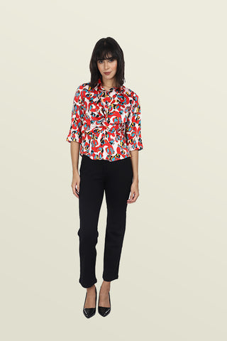 ABSTRACT PRINT KNOT SHIRT