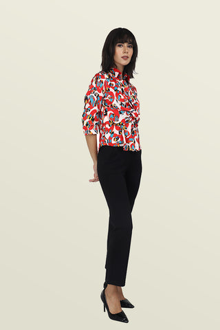 ABSTRACT PRINT KNOT SHIRT